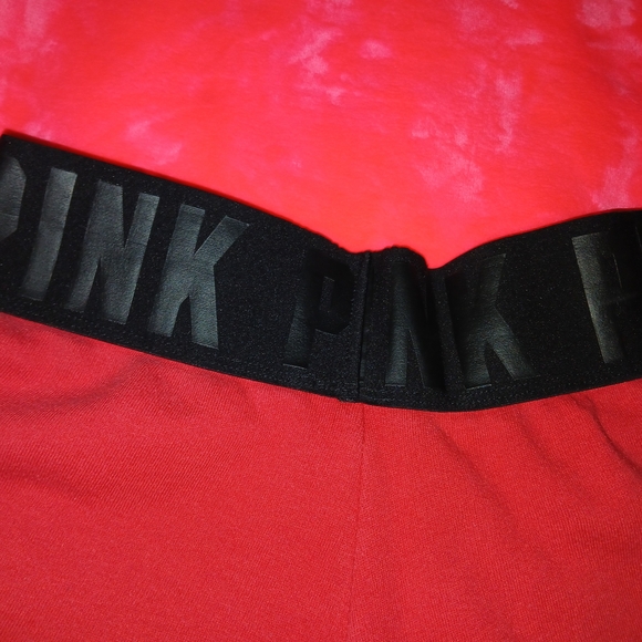 PINK Victoria's Secret Red and Black Athletic Shorts Dog Logo In Crest - Picture 6 of 8